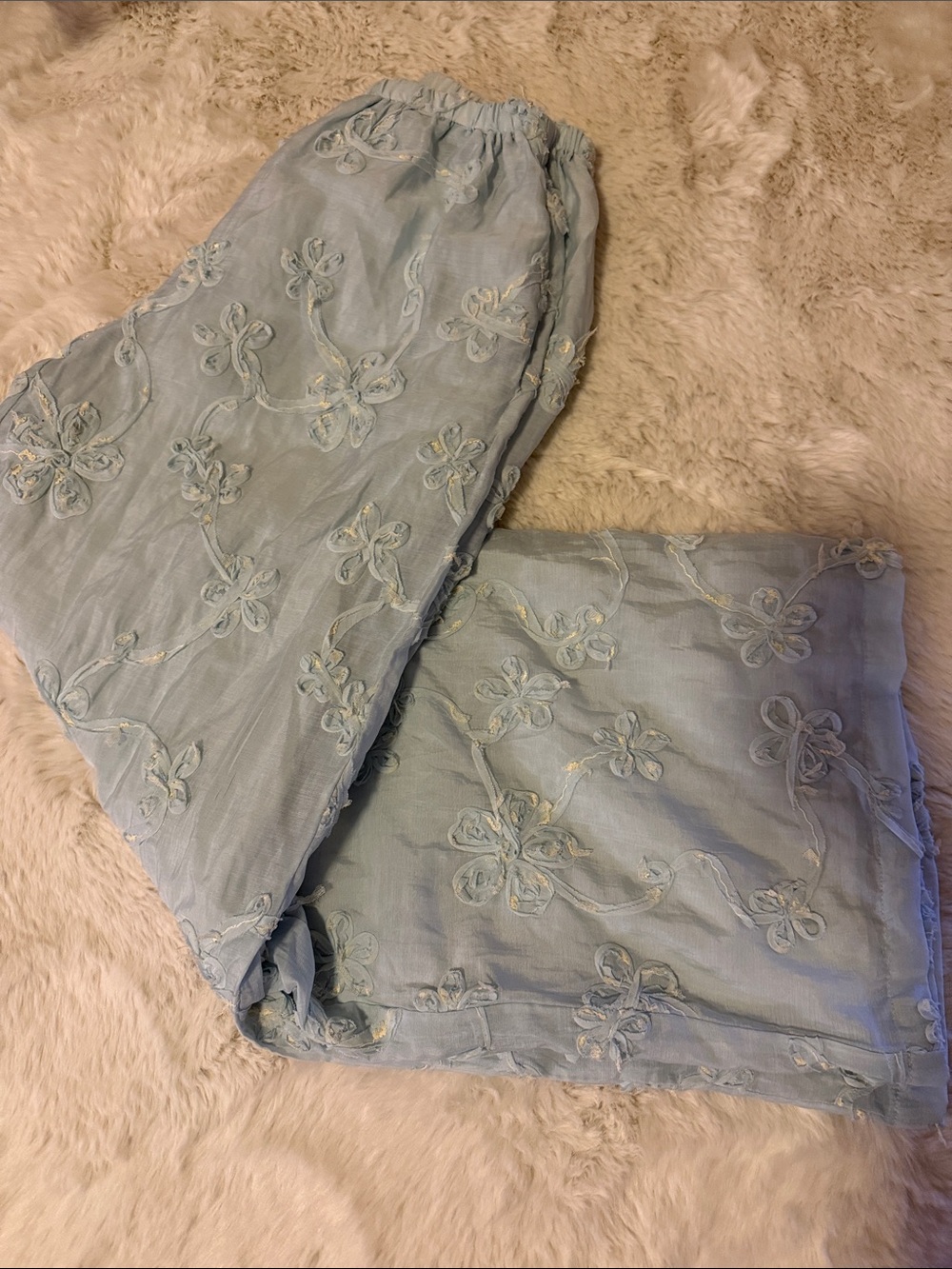 Petal & Pup Light Blue Floral Wide Leg Pants